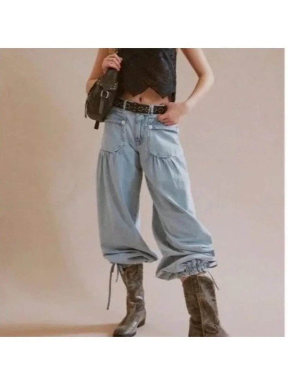 Free People Lotus Jean Boho Chic Retro Vintage Contemporary Cottage Womens 28 - Picture 1 of 9